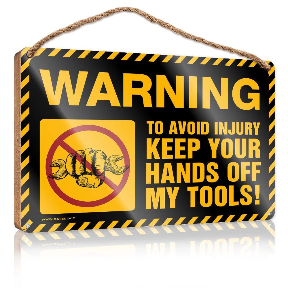 Winter Welcome Sign Warning to Avoid Injury Keep Your Hands Off My Tools ! Hanging Wooden Plaque Decoration Christmas Welcome Sign for Front Door ( Size : 20X30CM )