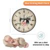 UFunhome 10-Inch Wall Clocks Elegant Blush Grey Sewing Machine Floral Round Battery Operated Retro Wooden Clocks Silent Non Ticking Roman Numeral Wall Decor for Farmhouse Kitchen Bedroom Bathroom view 2