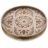 Hanobe Round Decorative Tray for Table: Boho Coffee Table Trays for Home Decor - Mid Century Farmhouse Circle Wood Serving Rustic Bohemian for Kitchen Counter Women view 1