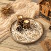 Hanobe Round Decorative Tray for Table: Boho Coffee Table Trays for Home Decor - Mid Century Farmhouse Circle Wood Serving Rustic Bohemian for Kitchen Counter Women view 2