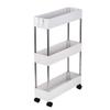 3/4-Layer Rolling Storage Cart on Wheels - Multi-Functional White Plastic Utility Cart for Kitchen, Office, Bathroom, Laundry Room Narrow Place (3-Layer) view 1