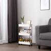 3/4-Layer Rolling Storage Cart on Wheels - Multi-Functional White Plastic Utility Cart for Kitchen, Office, Bathroom, Laundry Room Narrow Place (3-Layer) view 2