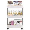 3/4-Layer Rolling Storage Cart on Wheels - Multi-Functional White Plastic Utility Cart for Kitchen, Office, Bathroom, Laundry Room Narrow Place (3-Layer) view 4