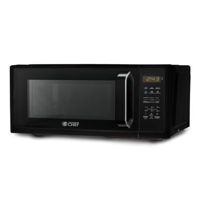 COMMERCIAL CHEF 0.9 Cubic Foot Microwave with 10 Power Levels, Small Microwave with Grip Handle, 900W Countertop Microwave with Digital Display, Door Lock and Kitchen Timer, Black