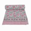 V Vedant Designs Indian Kantha Quilt Block Printed Kantha Blanket Cotton Kantha Bedspread Handmade Coverlet Throw Queen & Twin Size Kantha Bedcover (Pink, Queen(90x108)) view 1