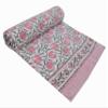V Vedant Designs Indian Kantha Quilt Block Printed Kantha Blanket Cotton Kantha Bedspread Handmade Coverlet Throw Queen & Twin Size Kantha Bedcover (Pink, Queen(90x108)) view 2