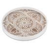 Hanobe Decorative Serving Tray Round: Farmhouse Coffee Table Decor Boho White Mandala Trays for Living Room Kitchen Bathroom Display view 1