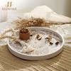 Hanobe Decorative Serving Tray Round: Farmhouse Coffee Table Decor Boho White Mandala Trays for Living Room Kitchen Bathroom Display view 4