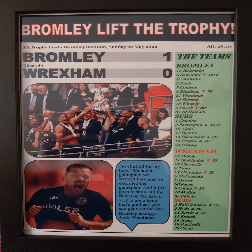 Bromley 1 Wrexham 0 - 2022 FA Trophy final - framed print