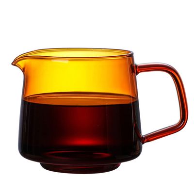 18.6OZ Glass Coffee Carafe, Manual Pour Over Coffee Beaker Colored Glass Coffee Server Pot High Borosilicate Glass Decanter for Espresso Coffee Juice Tea Water Yellow