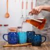 21 Oz Large Ceramic Coffee Mug, Handmade Pottery Big Tea Cup for Office and Home, Big Handle Hot and Cold Drinking, Microwave and Dishwasher Safe, Unique Texture Glaze (Deep blue) view 4