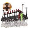 Ceiling Wine Rack With Glass Holder, Adjustable Metal Ceiling Bar Wine Glass Rack, Industrial Wall Mounted Wine and Glass Rackfor Bar Counter/Restaurants/KitchensHeight 30-60cm ( Size : 100cm ) view 1