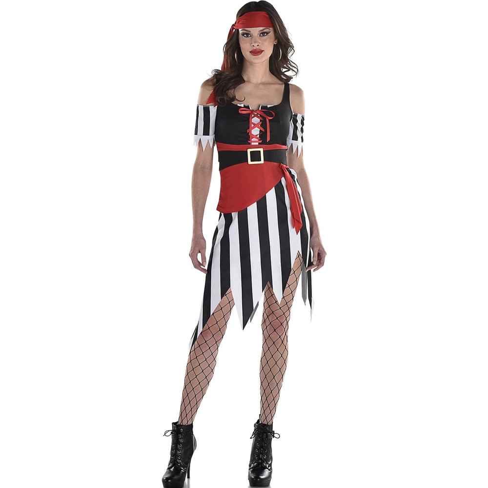 Sultry Shipmate Deluxe Multicolor Pirate Costume - Women's Medium (6-8) - & Comfortable Fabric Perfect For Halloween & Costume Parties - 1 Set