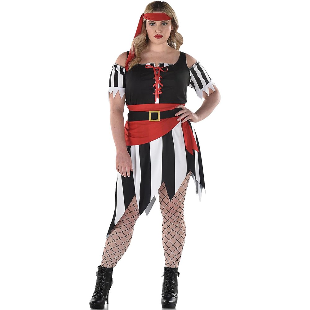 Sultry Shipmate Deluxe Multicolor Pirate Costume - Women's Plus XXL (18-20) - Comfortable Fabric Perfect For Halloween & Costume Parties - 1 Set