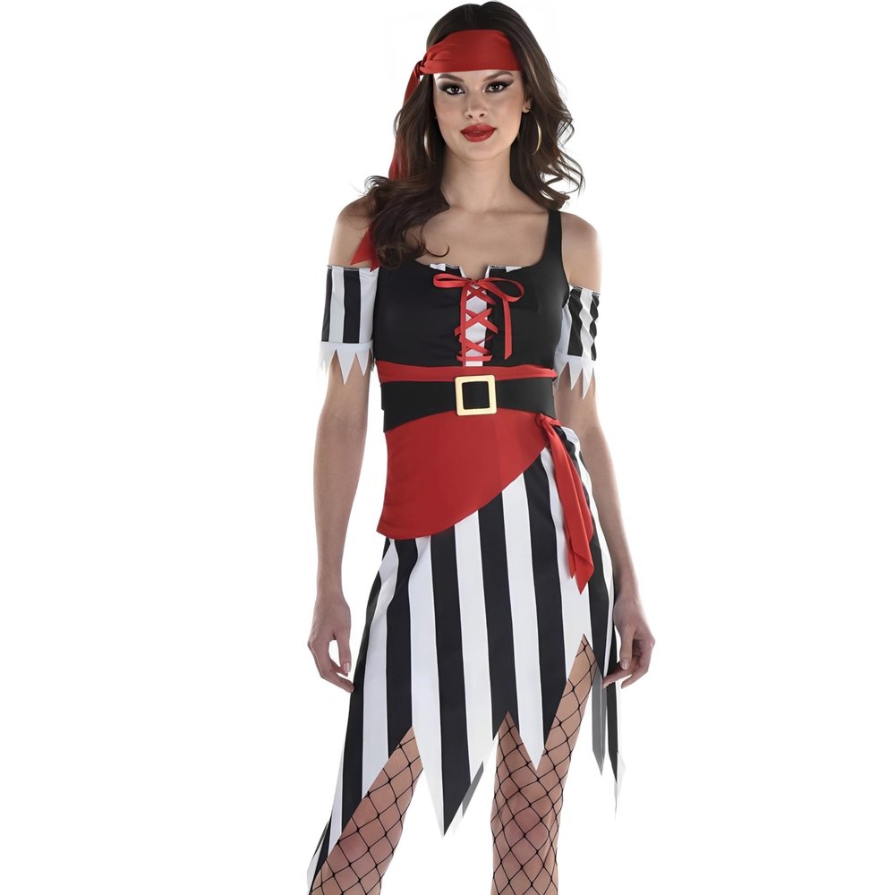 Sultry Shipmate Deluxe Multicolor Pirate Costume - Women's X-Large (14-16) - & Comfortable Fabric Perfect For Halloween & Costume Parties - 1 Set