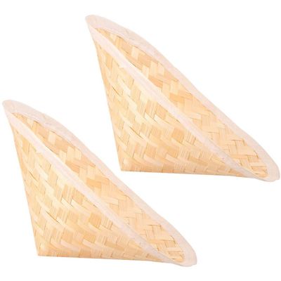 Milisten 2pcs Decorative Straw hat Farmer hat Straw Japan Asian Cone s Rice Farmer Asian Vietnam Cap Japanese Creative Handcraft China Clothing Child