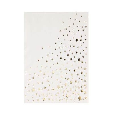 Stylish White and Gold Star Napkins - 50 Disposable Dinner Napkins, 6.5 x 6.5 Inch, Paper, Decorative for Parties