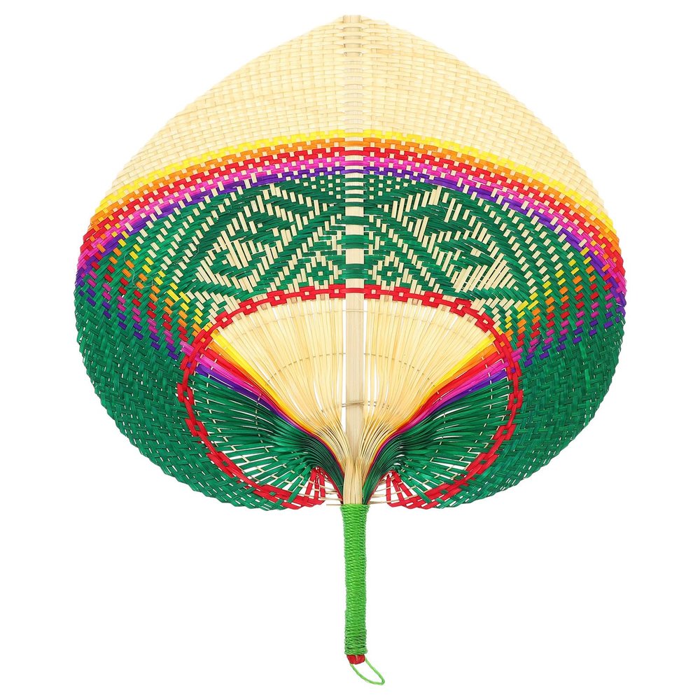 DECHOUS Handwoven Cooling Fan Peach Shape Portable Handheld Fan Natural Raffia Design for Home Dance Props and Outdoor Use Present for Housewarming