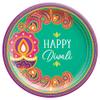 Round Plates, 7" (Pack of 8) - Premium Quality & Eco-Friendly Plates, Perfect for Festive Celebrations, Rangoli Dream "Happy Diwali", Multicolor view 1