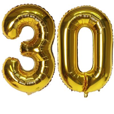 40inch Gold Number 30 Balloons Foil Helium Balloons Happy Birthday Balloons for Birthday Party Decorations and Anniversary Party Decor (Gold-30)