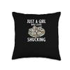 Just A Girl Who Loves Shucking Lemon and Oyster Shuck Throw Pillow view 1