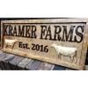Personalized Farm Sign | Custom Farmhouse Decor | Wooden Farmer Gift | Wood Wall Family Name Sign | Established Cow Sign | Carved Farmhouse Sign | Cattle Decor | Outdoor Farm Sign view 1
