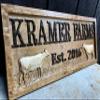 Personalized Farm Sign | Custom Farmhouse Decor | Wooden Farmer Gift | Wood Wall Family Name Sign | Established Cow Sign | Carved Farmhouse Sign | Cattle Decor | Outdoor Farm Sign view 2
