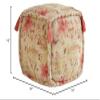 47th & Main Square Boho Tasseled Fabric Foot Stool Ottoman Pouf, 16" x 16", Floral Print view 3