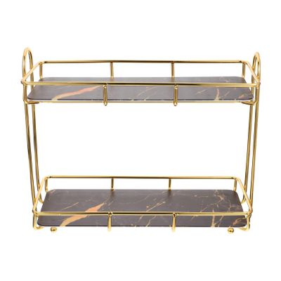 Beavorty Double Storage Shelf for Bathroom Countertop Versatile Makeup Organizer for Toiletries and Cosmetics Removable Interlayer Stylish Design for Home Decor