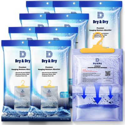 Dry & Dry 9 Packs [Net 14 Oz/Pack] Moisture Absorbers for Home, Basement & Bedroom - Small Dehumidifiers