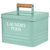 Calindiana Modern Farmhouse Metal Laundry Pods Holder Container with Lid for Laundry Room Decor and Accessories and Space Saving Organization and Storage, Holds 81 Laundry Pods, Mint