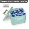 Calindiana Modern Farmhouse Metal Laundry Pods Holder Container with Lid for Laundry Room Decor and Accessories and Space Saving Organization and Storage, Holds 81 Laundry Pods, Mint view 4