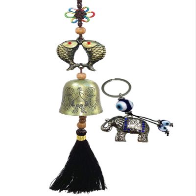 Betterdecor Traditional Lucky Feng Shui Wind Chime Bell Hanging Ornament Decoration for Protection Success Peace and Wealth (Double Carps)