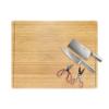 BambooMN Bamboo Burner Cover Cutting Board, 3-Ply, Extra Large, 30" x 24" x 0.75" - Grooved/Flat with Cleaver, Knife, and Kitchen Shears Set view 1