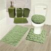 7 Pieces Luxury Bath Complete Rug Set and Solid Ceramic Bathroom Accessories New Innovate Rock Design (Sage Green) view 1