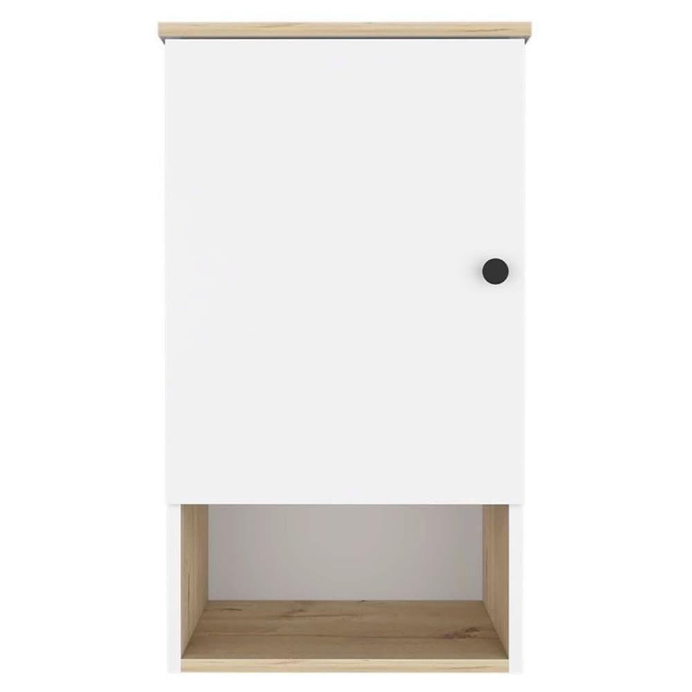 FM FURNITURE Senegal Modern Wood Bathroom Medicine Cabinet in Light Oak/White
