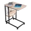 Eden Home Modern End C Table, Smoky Gray Finish, Engineered Wood and Metal, 23.6" H x 19.7" W x 13.8" D, Magazine Holder Storage, Compact Rolling Design for Living Room or Office Use view 1