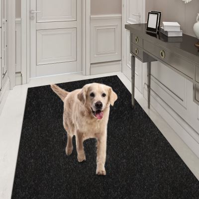 Runner Rug 2FT x 10FT, AYOHA 2'-82' Utility Carpet Runner for Entryway Hallway Aisles Balcony Garages, Area Rugs with Non-Slip Rubber Backing, Black (Available Custom Sizes)