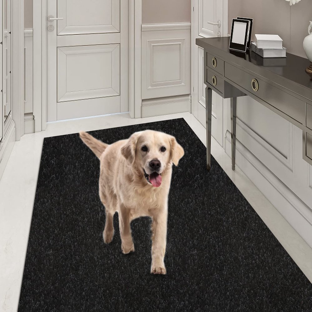 Runner Rug 2FT x 10FT, AYOHA 2'-82' Utility Carpet Runner for Entryway Hallway Aisles Balcony Garages, Area Rugs with Non-Slip Rubber Backing, Black (Available Custom Sizes)