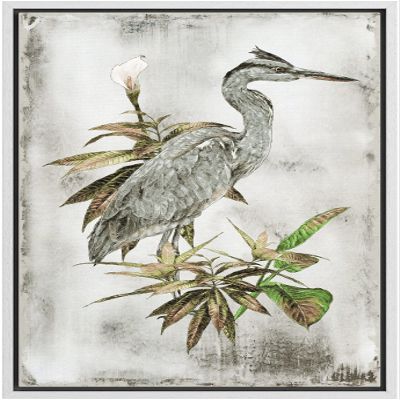 wall26 Framed Canvas Print Wall Art Pastel Watercolor White Crane Bird Nature Wilderness Illustrations Modern Art Decorative Rustic Relax/Calm for Living Room, Bedroom, Office - 16"x24" White