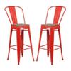 Home Square 30" Metal Bar Stool in Red and Wood Grain - Set of 2 view 1