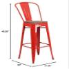 Home Square 30" Metal Bar Stool in Red and Wood Grain - Set of 2 view 2