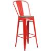 Home Square 30" Metal Bar Stool in Red and Wood Grain - Set of 2 view 3