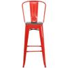 Home Square 30" Metal Bar Stool in Red and Wood Grain - Set of 2 view 4