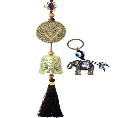 Traditional Lucky Feng Shui Wind Chime Bell Hanging Ornament Decoration for Protection Success Peace and Wealth (Chinese Dragon)