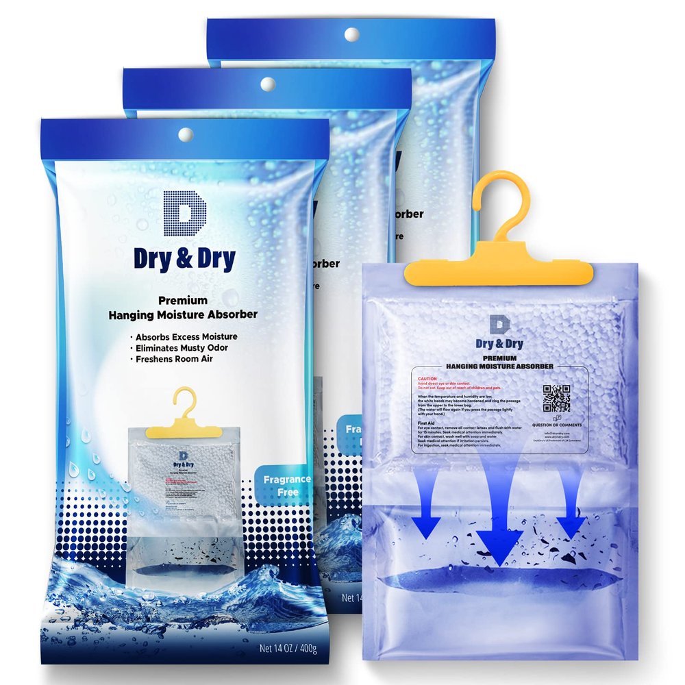 Dry & Dry 3 Packs [Net 14 Oz/Pack] Moisture Absorbers for Home, Basement & Bedroom - Small Dehumidifiers