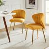 TINA'S HOME Accent Chairs Set of 2, Glam Velvet Side Chairs with Gold Legs, Mid-Century Upholstered Dining Chairs for Living Room, Kitchen, Bedroom, Beauty Room/Mustard view 1