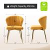 TINA'S HOME Accent Chairs Set of 2, Glam Velvet Side Chairs with Gold Legs, Mid-Century Upholstered Dining Chairs for Living Room, Kitchen, Bedroom, Beauty Room/Mustard view 2