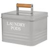 Calindiana Modern Farmhouse Metal Laundry Pods Holder Container with Lid for Laundry Room Decor and Accessories and Space Saving Laundry Room Organization and Storage, Holds 81 Laundry Pods, Grey