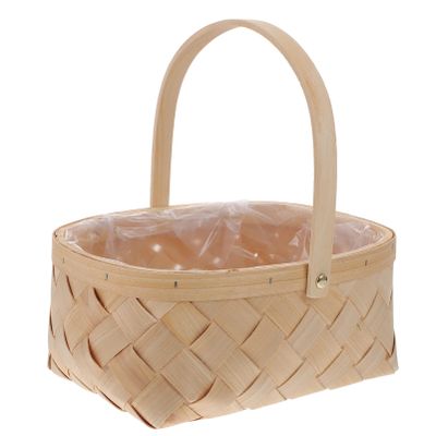 SEWACC Large Woven Wood Chip Storage Basket with Handle Handmade Rattan Garden Basket for Home Organization Party and Wedding Decor